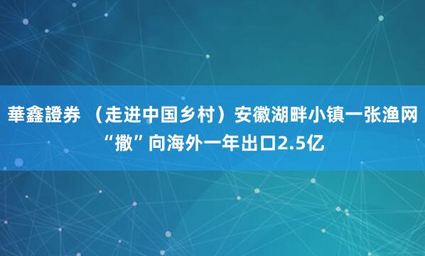 華鑫證券 （走进中国乡村）安徽湖畔小镇一张渔网“撒”向海外一年出口2.5亿